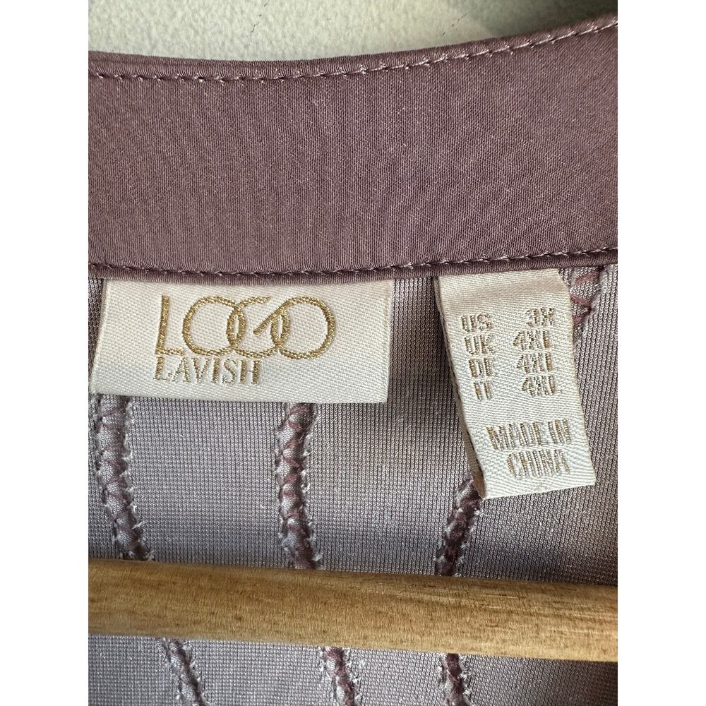 LOGO Lavish by Lori Goldstein Textured Velvet Duster Topper 3X Purple, pink gray - Picture 2 of 9
